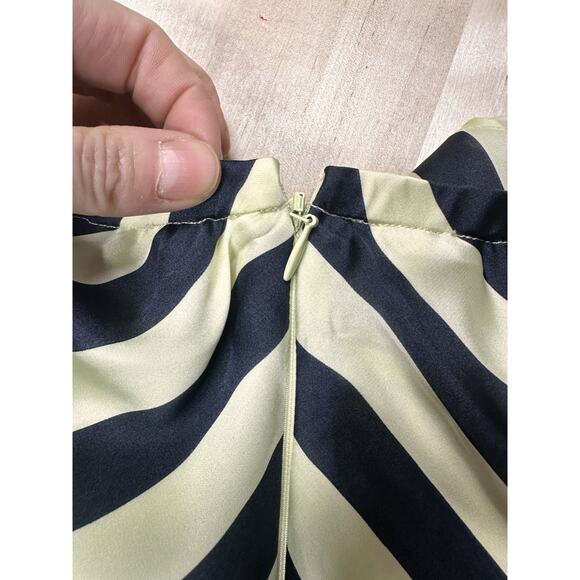Soft Surroundings Sz Small Green Navy Blue Striped Chevron A-Line Full Skirt - Picture 6 of 9